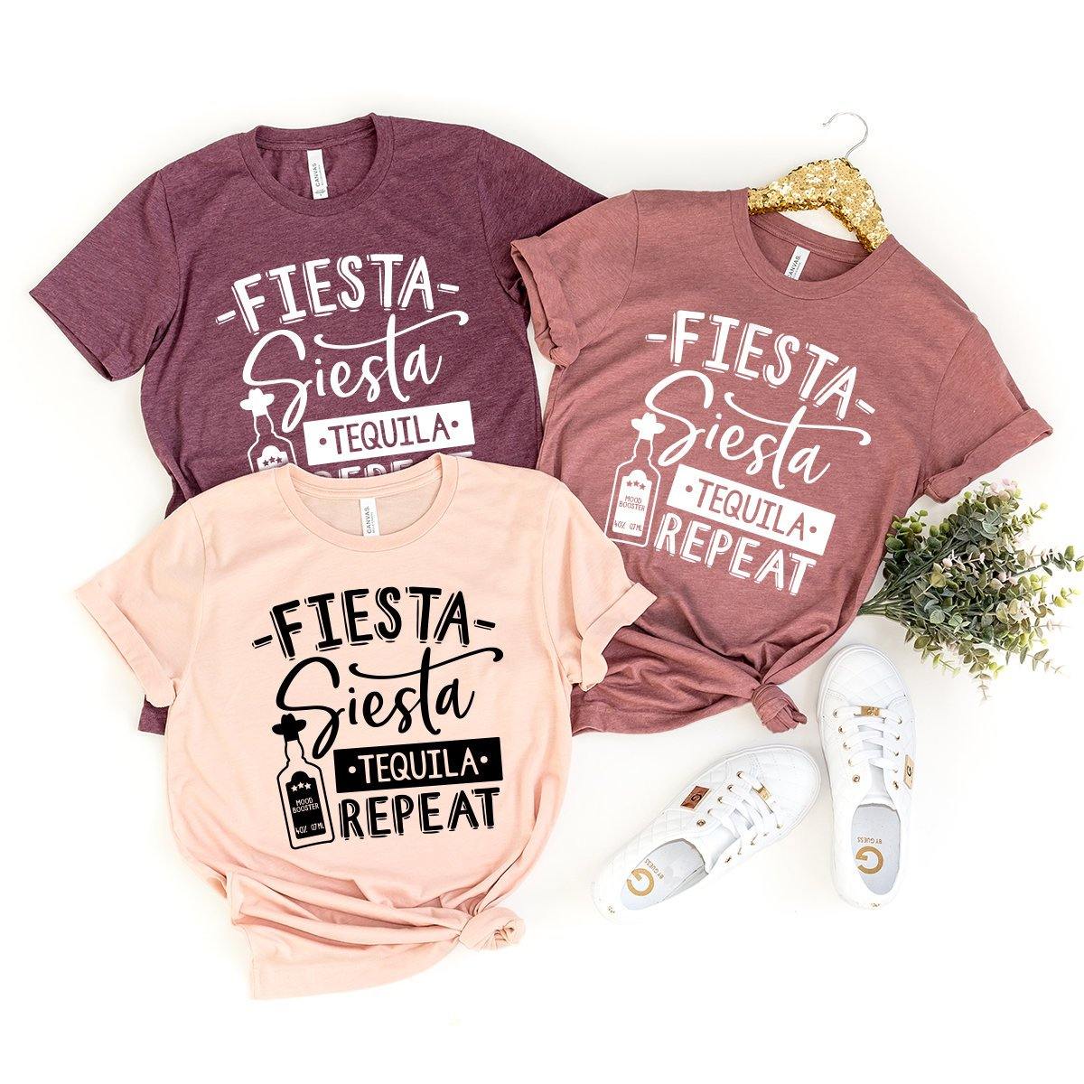 Tequila Shirt, Fiesta Siesta Tequila Repeat Shirt, Drinking Shirts, Drinking Friends Gift, Funny Drinking Shirt, Cinco De Mayo Shirt - Fastdeliverytees.com