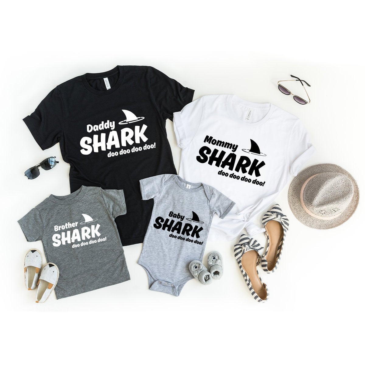 Matching Family Shirt, Shark Family Shirts, Family T-Shirt, Mommy Shark Shirt, Daddy Shark Shirt, Brother Shark Shirt, Baby Shark Onesie - Fastdeliverytees.com