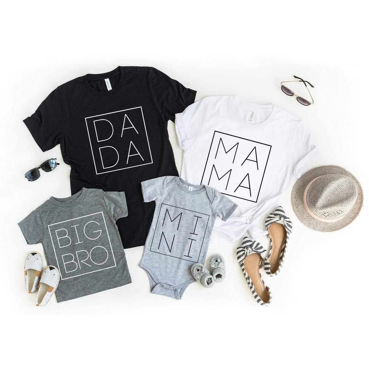 Cool Family Shirt, Dada Mama BigBro Mini Shirt, Family T-Shirt, Family Matching Shirt, Mommy And Me Shirt, Daddy And Me Tee, Family Shirt - Fastdeliverytees.com