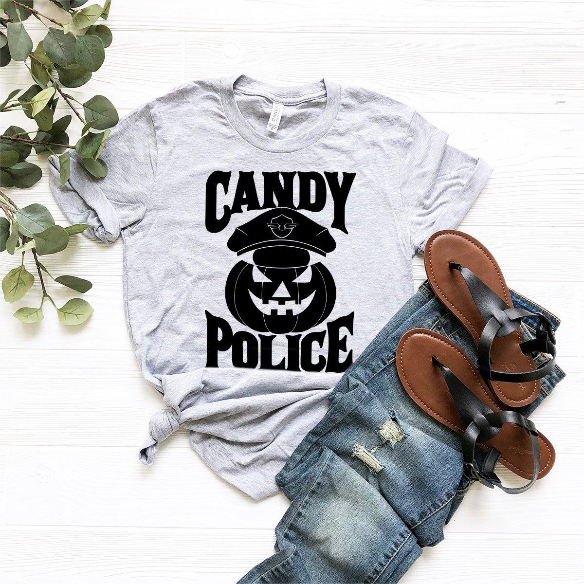 Candy Police Halloween T-Shirt, Funny Halloween Shirt, Fall Tshirt, Funny Pumpkin Shirt, Policeman Halloween Tee, Police Halloween Gift - Fastdeliverytees.com