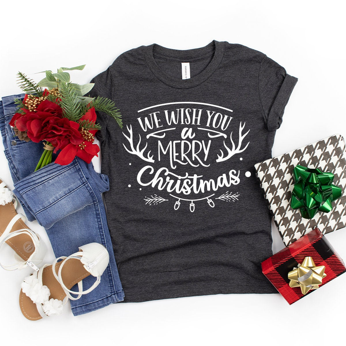 We Wish You A Merry Christmas T-Shirt, Merry Christmas Tshirt, Christmas Party Tee, Christmas Graphic Tee, Christmas Family Shirts - Fastdeliverytees.com