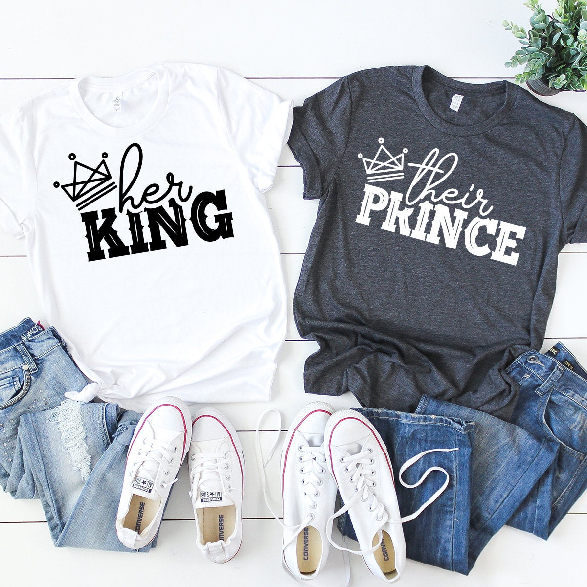 Her King His Queen Shirt, Matching Couples Tee, Wedding Party Shirt, Honeymoon Shirts, Her And His Shirt, Funny Couple Shirt, Girlfriend Tee - Fastdeliverytees.com