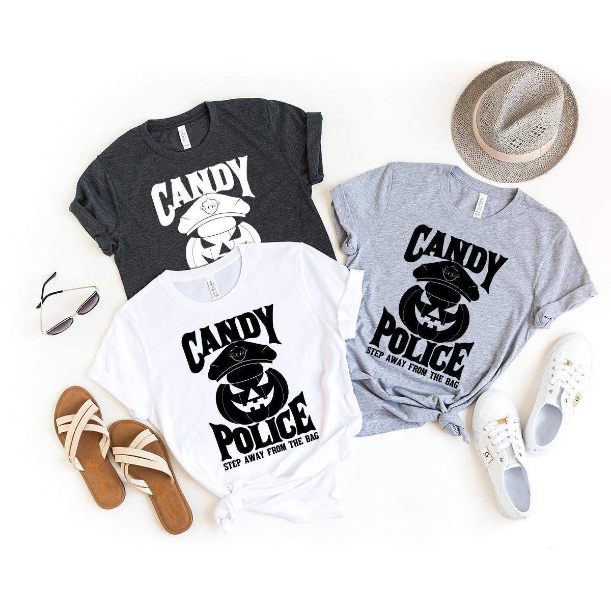 Candy Police Halloween T-Shirt, Funny Halloween Shirt, Fall Tshirt, Funny Pumpkin Shirt, Policeman Halloween Tee, Police Halloween Gift - Fastdeliverytees.com