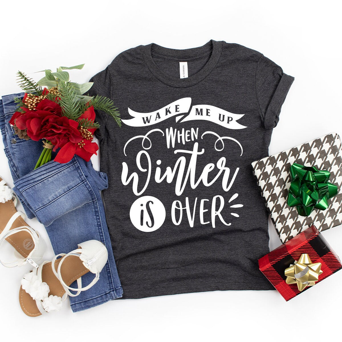 Wake Me Up When Winter Is Over T-Shirt, Winter Hater Tshirt, Funny Christmas Tee, Funny Winter Shirt, Sarcastic Christmas Gift Shirt - Fastdeliverytees.com