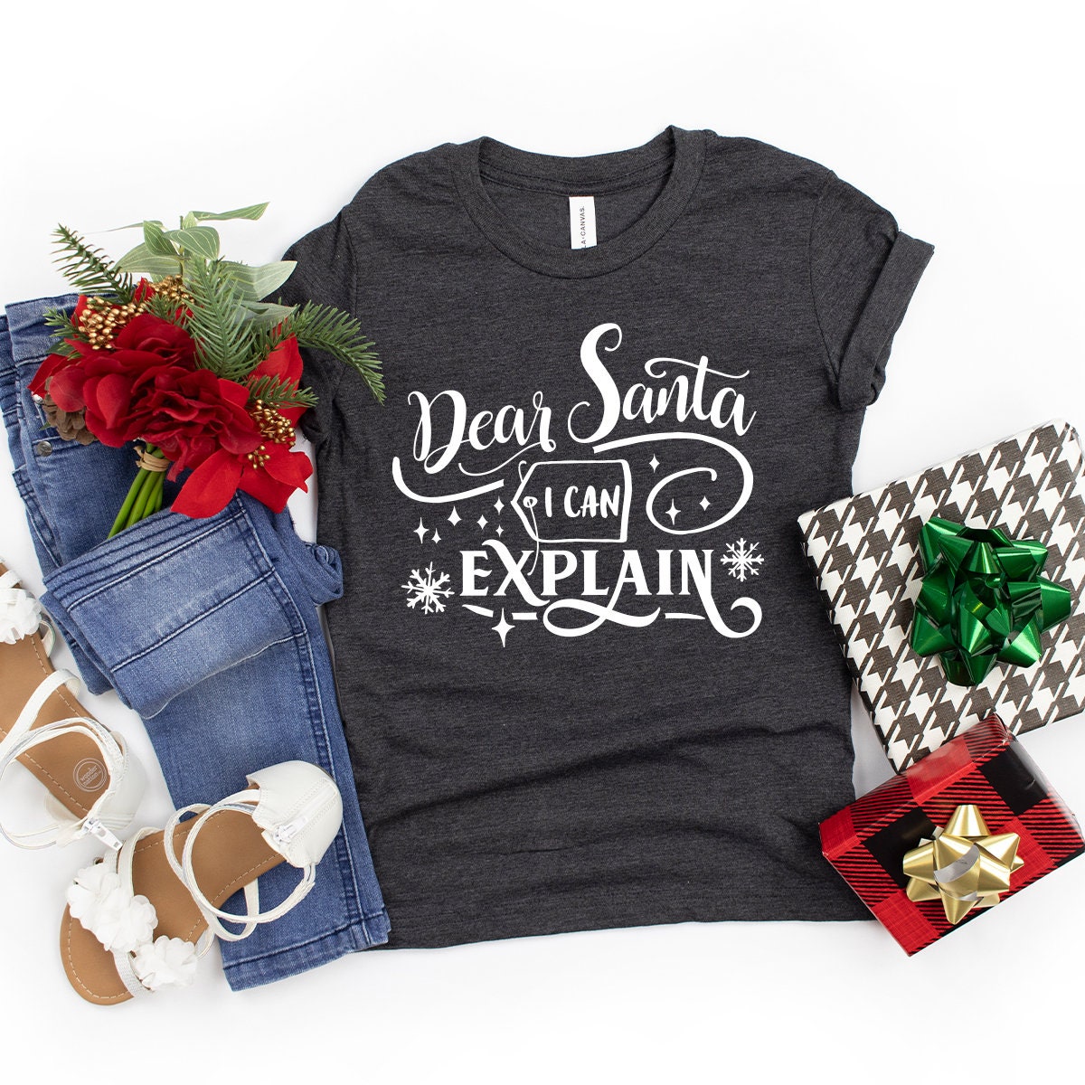 Dear Santa I Can Explain T-Shirt, Funny Christmas Tshirt, Christmas Party Shirt, Santa Claus Shirt, Christmas Holiday Tee, Funny Winter Tee - Fastdeliverytees.com