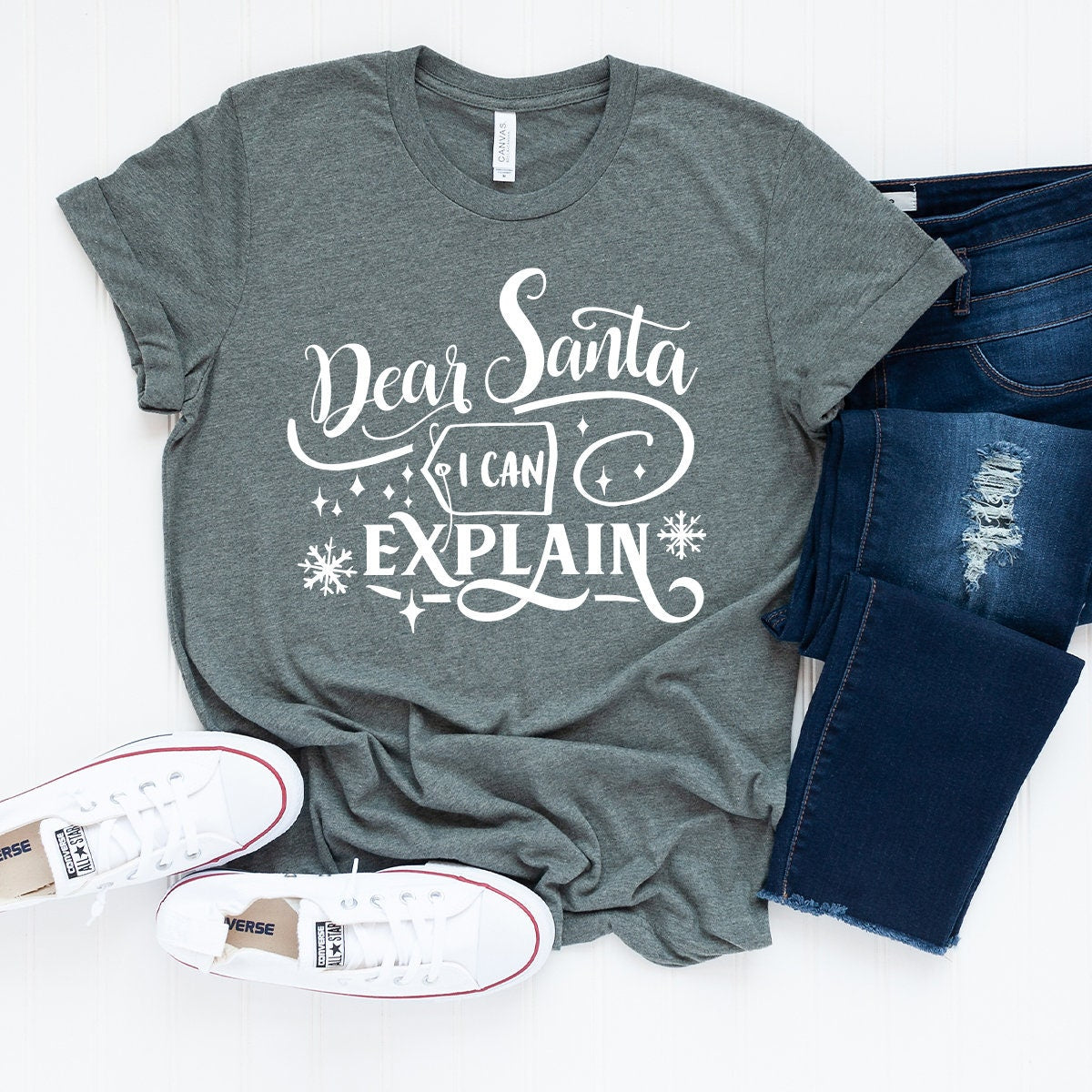 Dear Santa I Can Explain T-Shirt, Funny Christmas Tshirt, Christmas Party Shirt, Santa Claus Shirt, Christmas Holiday Tee, Funny Winter Tee - Fastdeliverytees.com