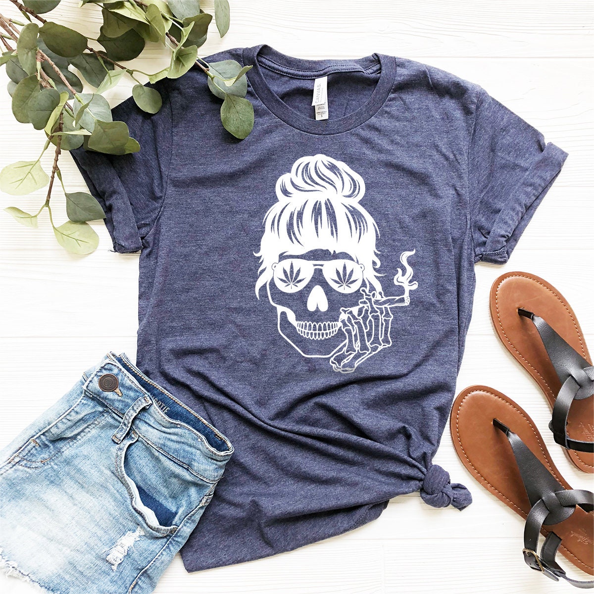 Bun Hair Skull Smoking Shirt, Weed Shirt for women, Smoking Skull, Funny Weed T Shirt, Funny Pothead Shirt,Cannabis Shirt,Marijuana Shirt - Fastdeliverytees.com