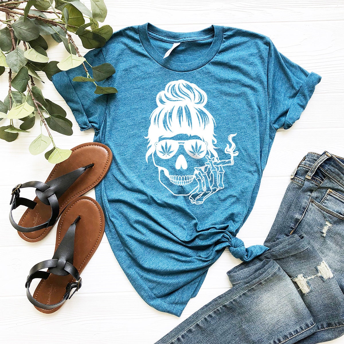 Bun Hair Skull Smoking Shirt, Weed Shirt for women, Smoking Skull, Funny Weed T Shirt, Funny Pothead Shirt,Cannabis Shirt,Marijuana Shirt - Fastdeliverytees.com