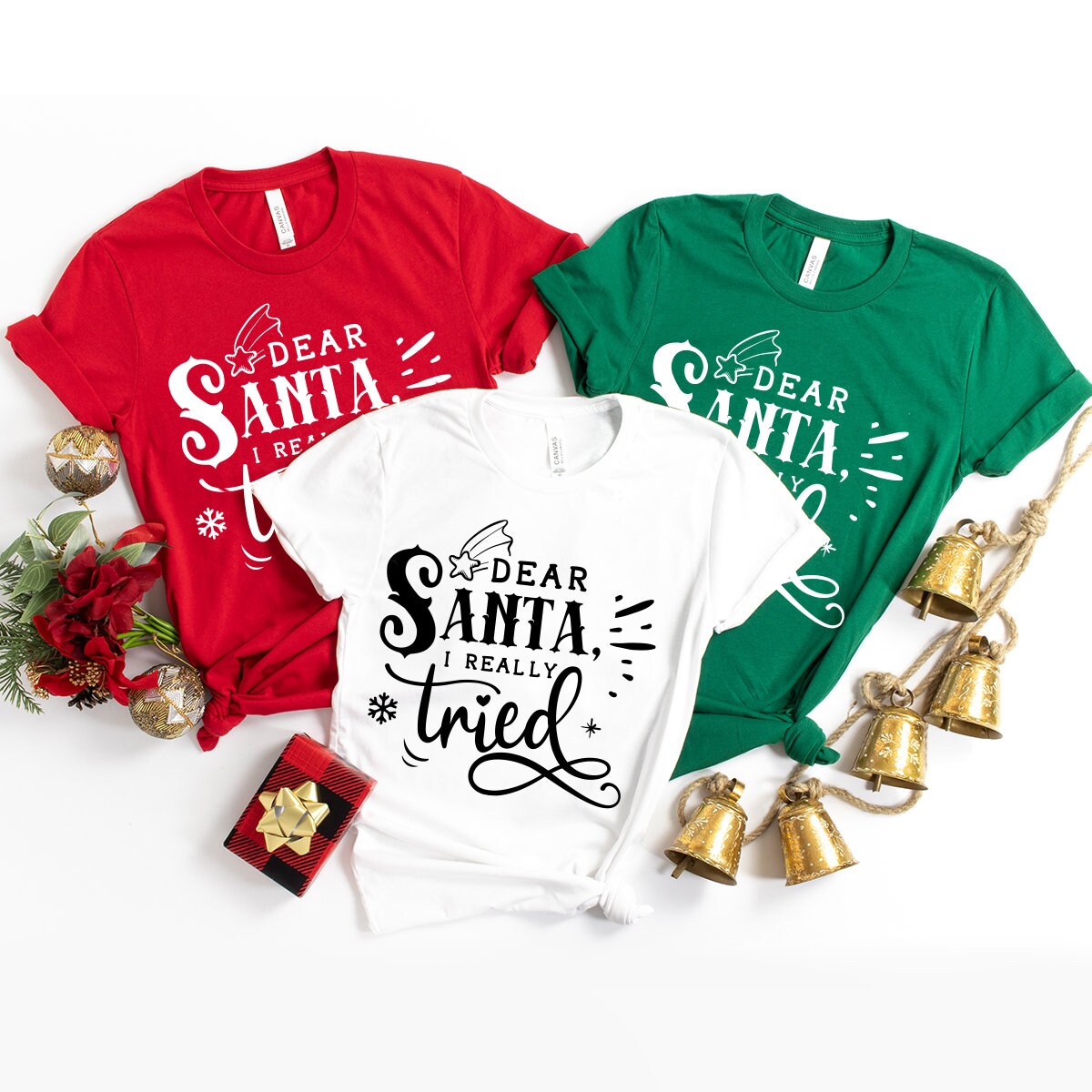 Funny Christmas Tee, Christmas T-Shirt, Christmas Pajamas, Dear Santa I Really Tried Shirt, Family Christmas Tee, Gift For Christmas - Fastdeliverytees.com