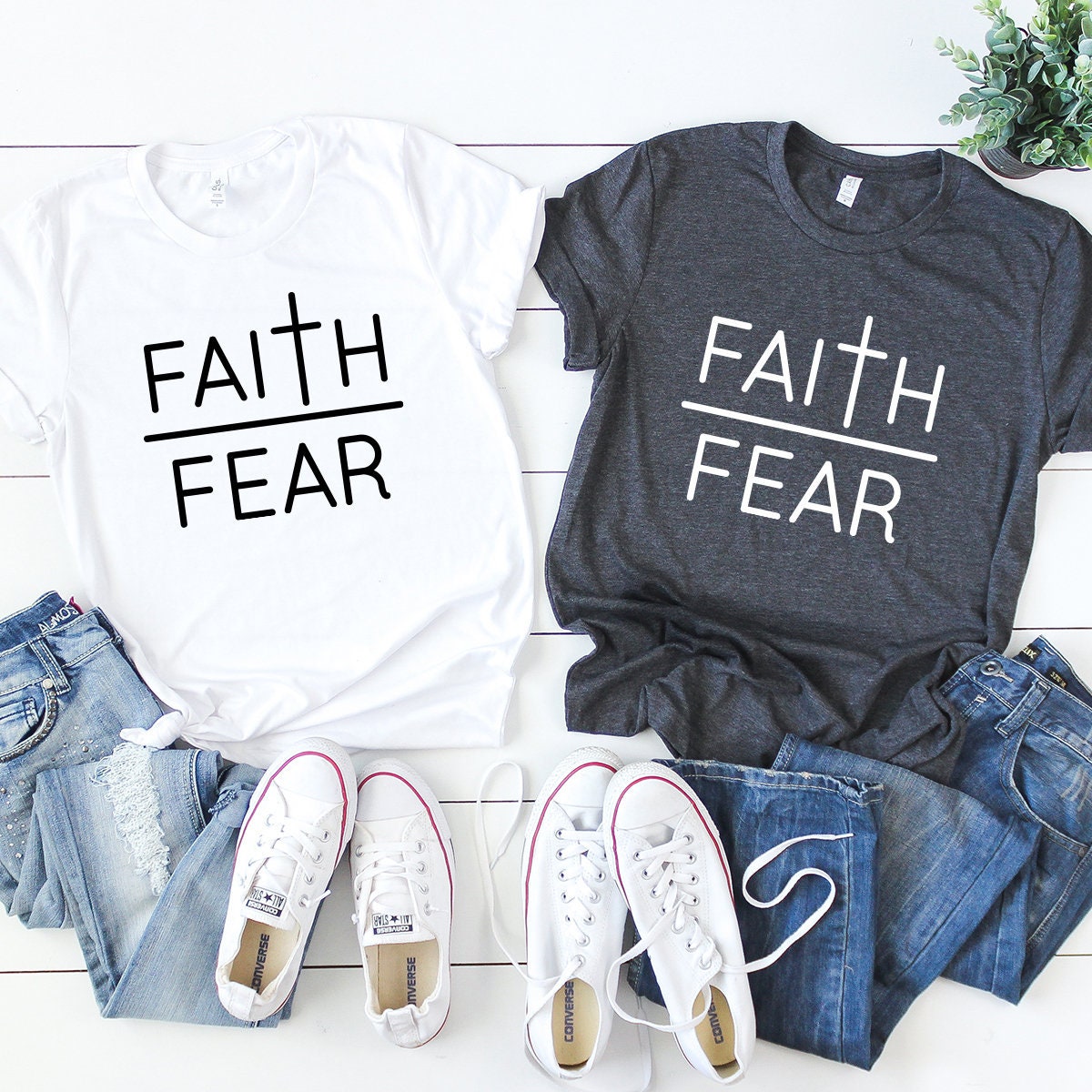 Faith Over Fear T-Shirt, Christian Shirt, Vertical Cross Shirt, Prayers Shirt, Inspirational Christian Tee, Religious Shirt - Fastdeliverytees.com