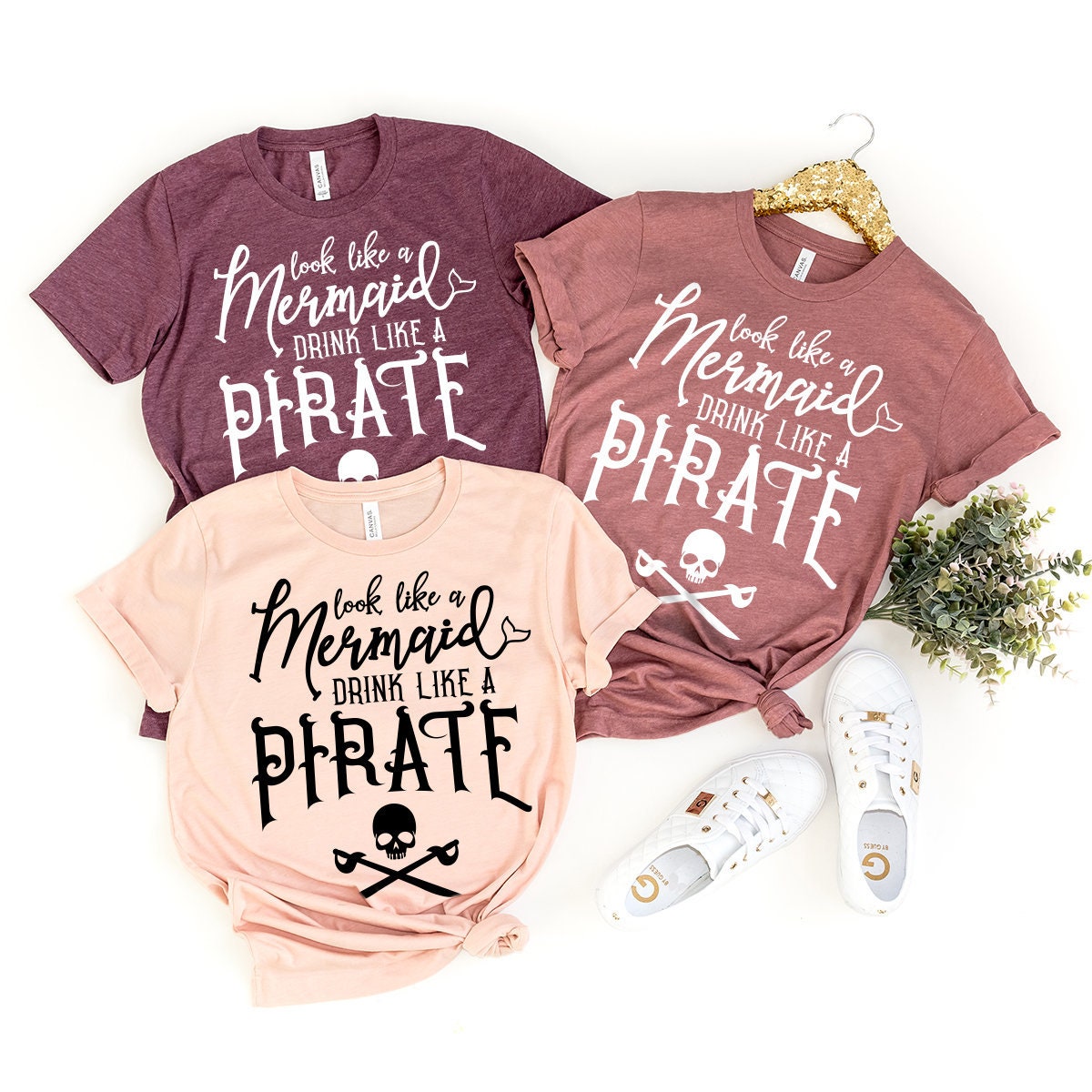 Day Drinking Shirt, Funny Drinking Shirt, Womens Beach Shirt, Funny Cruise Shirt, Look Like A Mermaid Drink Like A Pirate Shirt - Fastdeliverytees.com