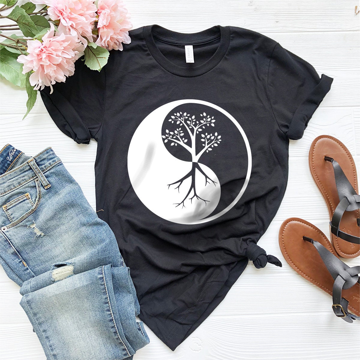 Yin Yang Tree Shirt, Yoga Shirt, Meditation Shirt, Yoga T-Shirt, Yoga Lover Shirt, Inspirational Shirt, Yoga Tee, Funny Yoga Tee, Yoga Gift - Fastdeliverytees.com