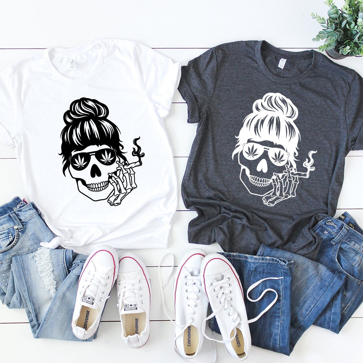 Bun Hair Skull Smoking Shirt, Weed Shirt for women, Smoking Skull, Funny Weed T Shirt, Funny Pothead Shirt,Cannabis Shirt,Marijuana Shirt - Fastdeliverytees.com