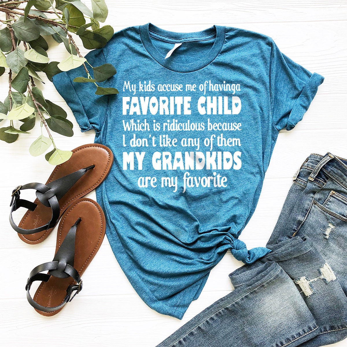 Cute Grandparents Shirt, Favorite Child T-Shirt, Grandpa Tshirt, Sarcastic Family Shirt, Grandparents Gift, Best Grandkids Shirt - Fastdeliverytees.com