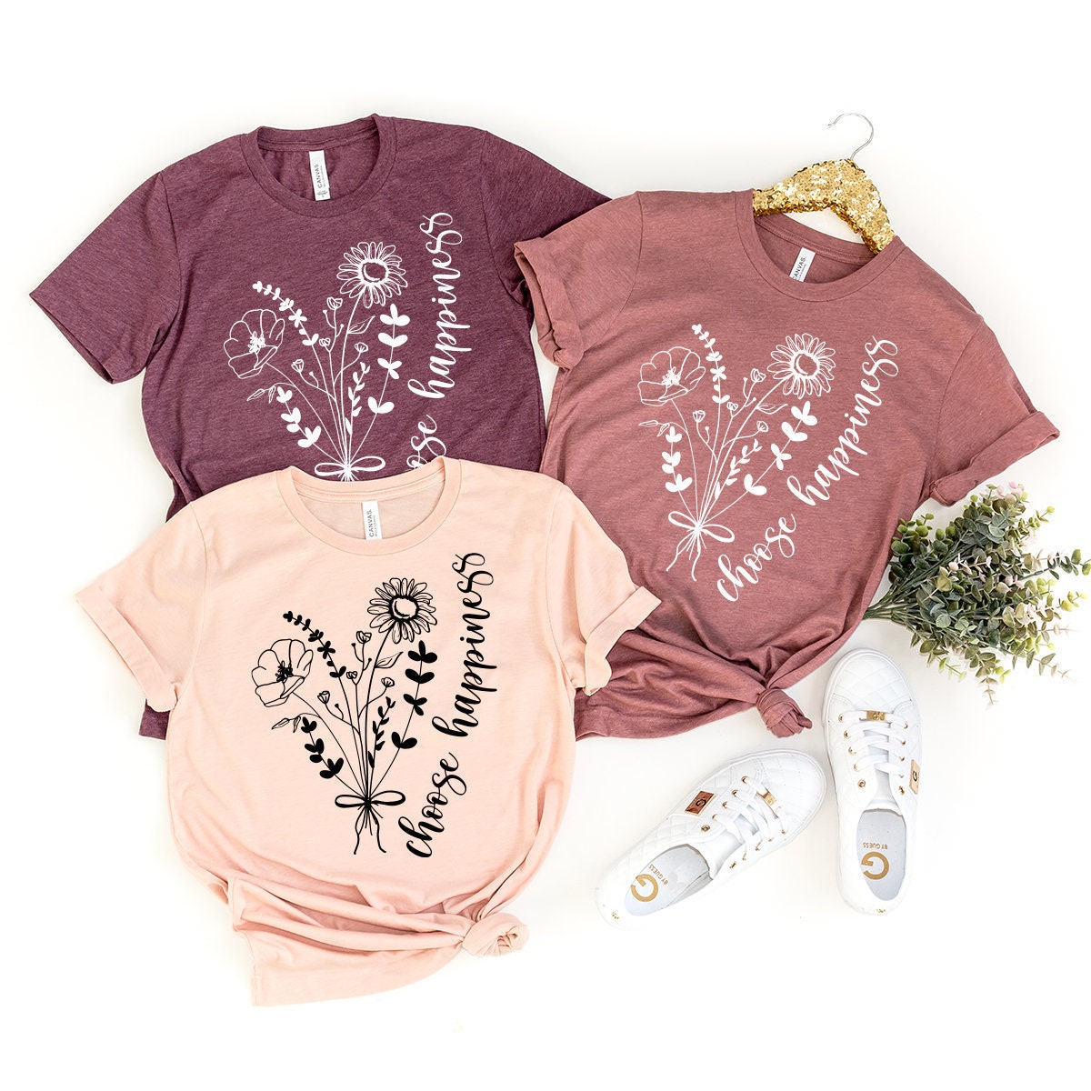 Choose Happiness T-Shirt, Flower Girls Shirt, Wildflower Shirt, Boho Shirt, Positive Shirt, Inspirational Shirt, Happy Shirt - Fastdeliverytees.com