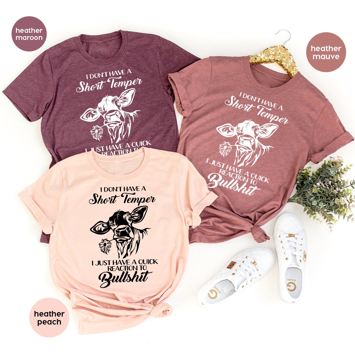 Sarcastic funny Shirt, Funny Cow Shirt, Farmer Shirt, I Don't Have A Short Temper Shirt,Country Life Tee,Quick Reaction To Bullshit Shirt - Fastdeliverytees.com