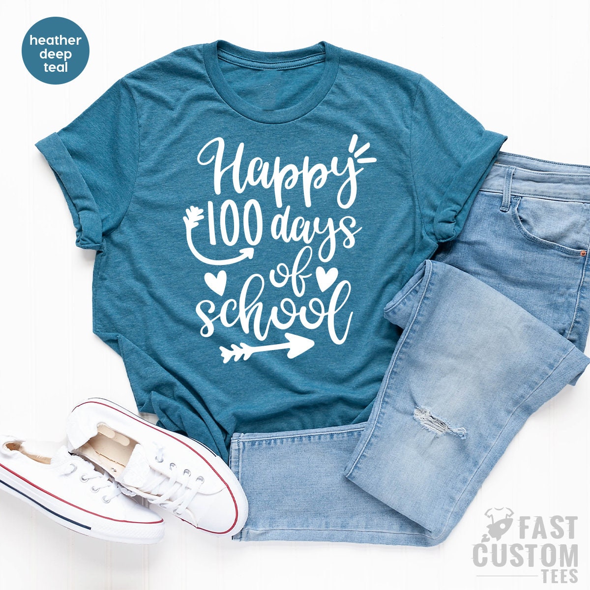 Teacher T Shirt, Happy 100 Days Of School Shirt, Back To School TShirt, Kindergarten Shirts, Schooling Shirt, Gift For Student, Teacher Gift - Fastdeliverytees.com