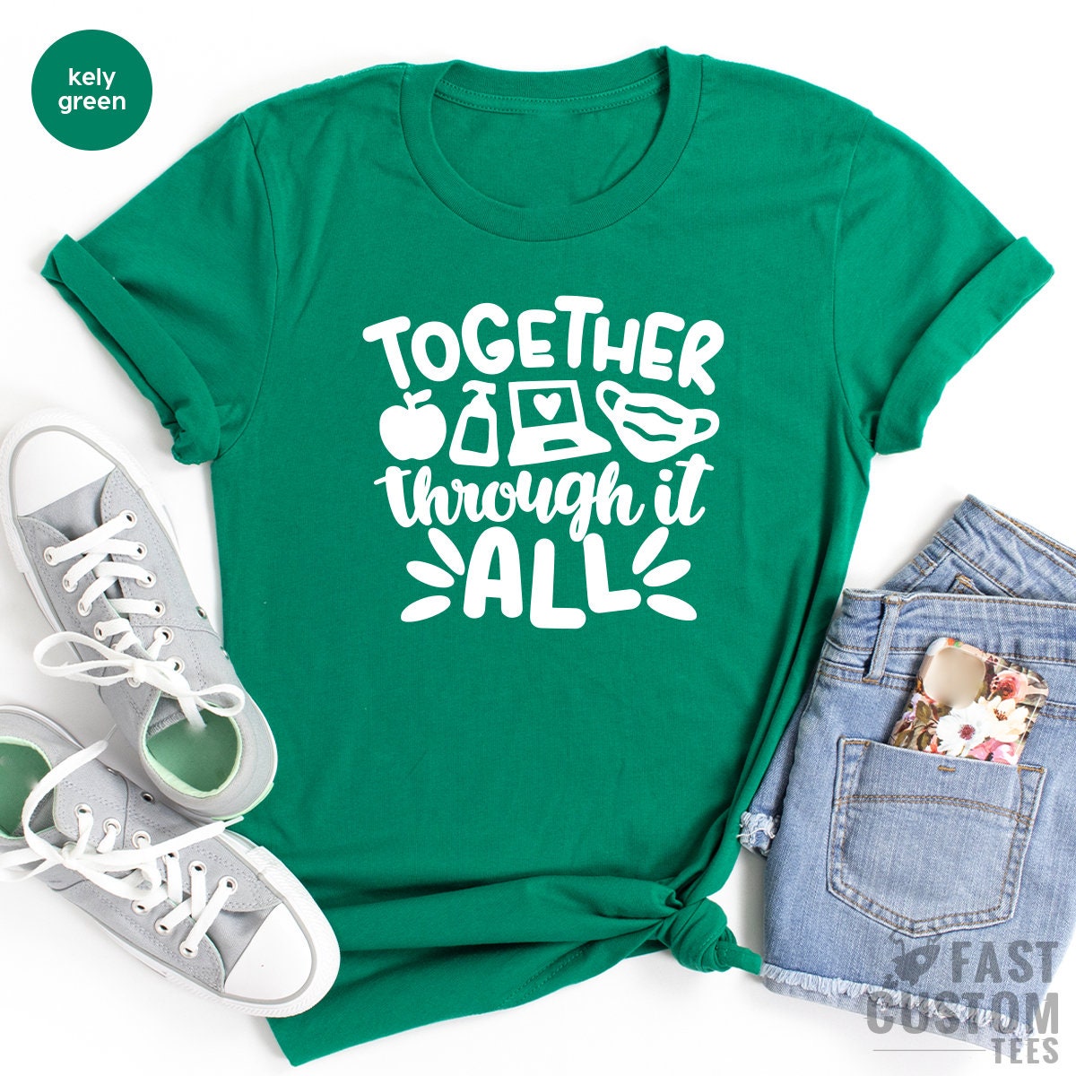 Online School Tee, Together Through It All, Distance Learning Tee, Gift For Teachers, Funny Teacher Tee, Teacher Gift - Fastdeliverytees.com