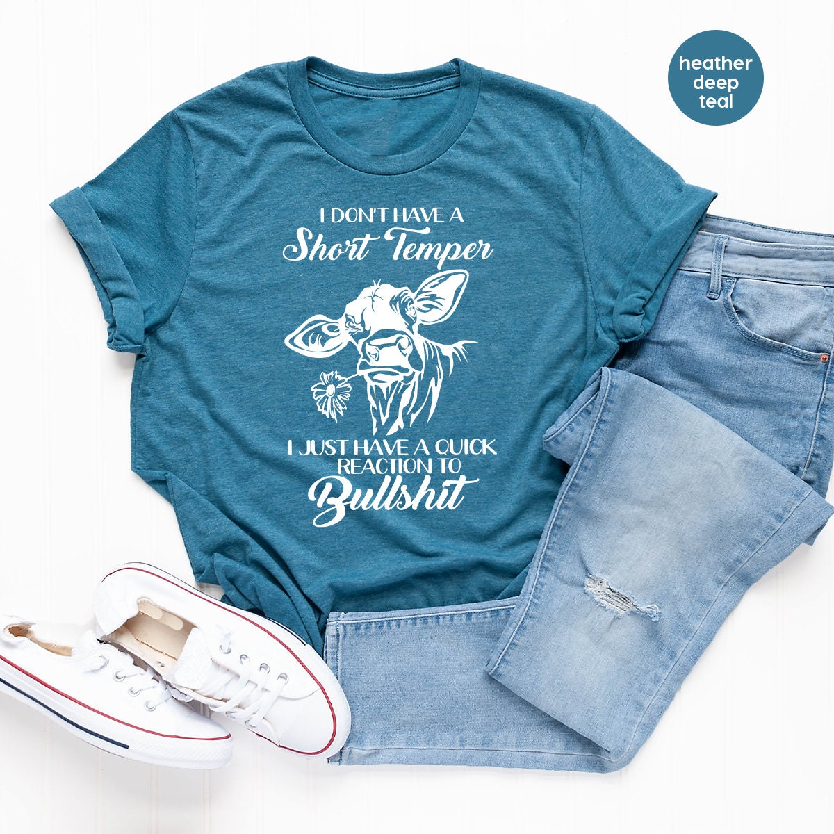 Sarcastic funny Shirt, Funny Cow Shirt, Farmer Shirt, I Don't Have A Short Temper Shirt,Country Life Tee,Quick Reaction To Bullshit Shirt - Fastdeliverytees.com