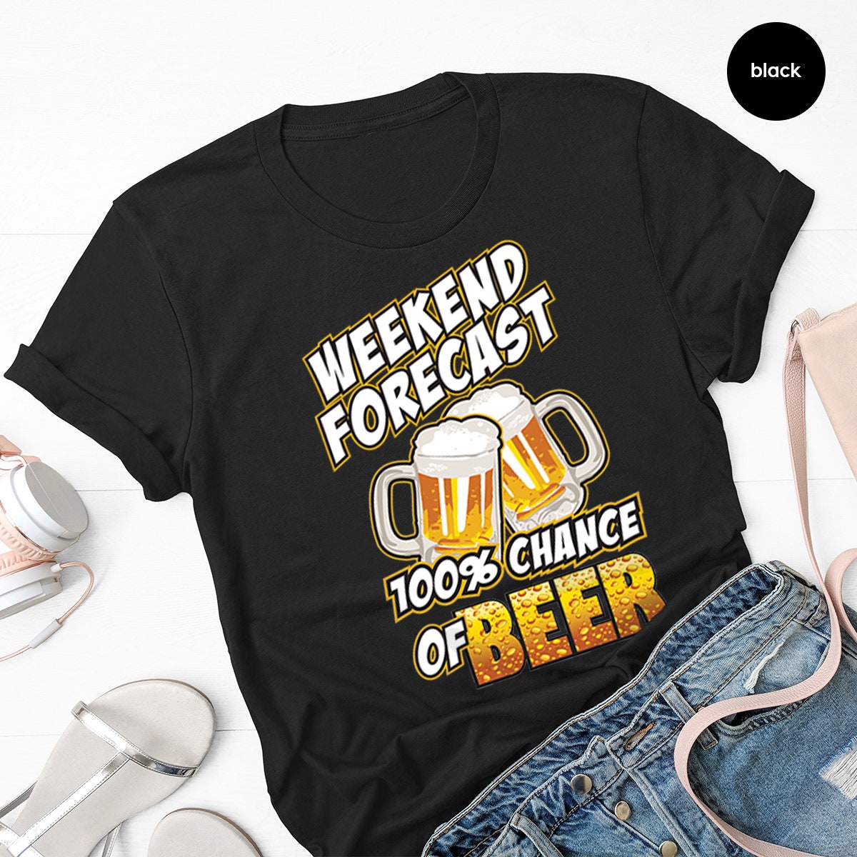 Beer Shirt, Day Drinking Shirt, Beer T Shirt, Funny Quote Shirt, Weekend Forecast Chance Of Beer Shirt, Alcohol Shirt, Bachelor Party Shirt - Fastdeliverytees.com