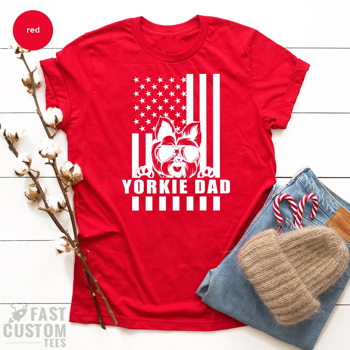 Yorkie Dad Shirt, American Flag With Yorkie, Gift For Pet Dad, Dog Dad Shirt, Yorkie Lover Gift, Best Yorkie Dad Ever Shirt, Yorkie Dad Tee - Fastdeliverytees.com