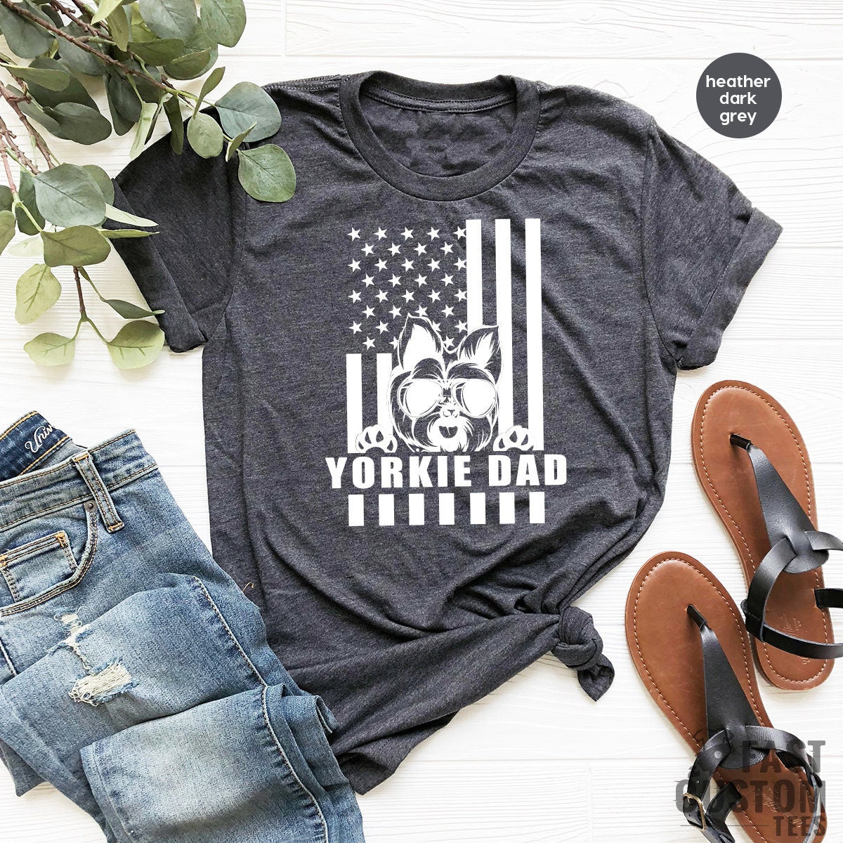 Yorkie Dad Shirt, American Flag With Yorkie, Gift For Pet Dad, Dog Dad Shirt, Yorkie Lover Gift, Best Yorkie Dad Ever Shirt, Yorkie Dad Tee - Fastdeliverytees.com