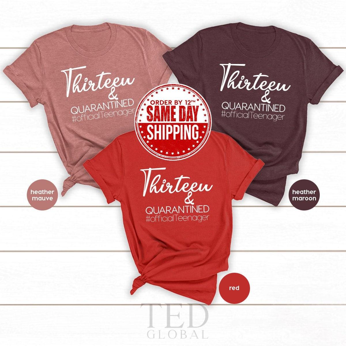 13th Birthday Tee, Teen Birthday Shirts, 13 th Quarantined Birthday T Shirt, Official Teenager Gift, Thirteen And Quaranteen TShirt - Fastdeliverytees.com