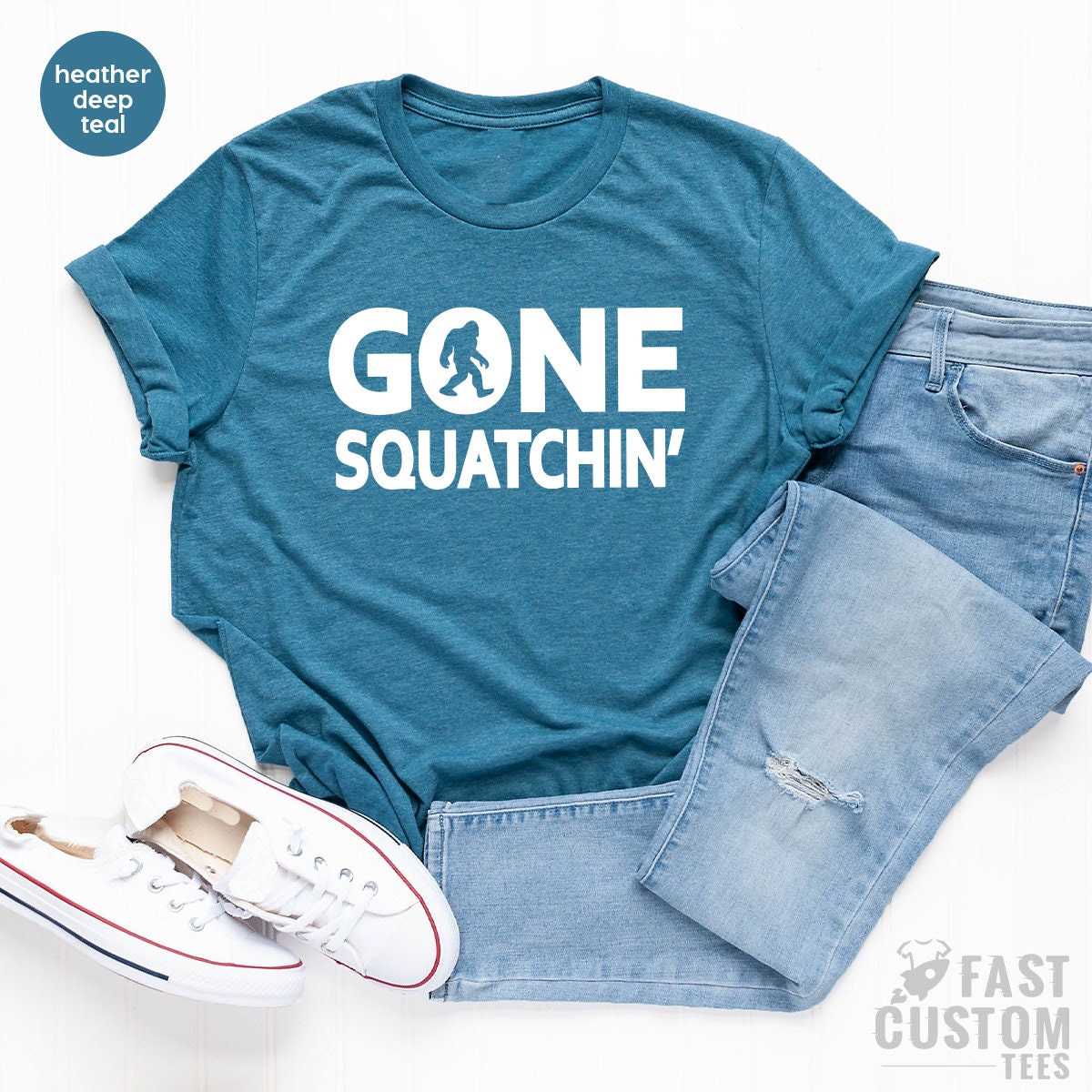 Funny Bigfoot Hunter Shirt, Outdoor Hunt Shirt, Gone Squatchin Tee, Sasquatch Bigfoot Shirt, Finding Bigfoot Shirt, Scary Monster Tee - Fastdeliverytees.com