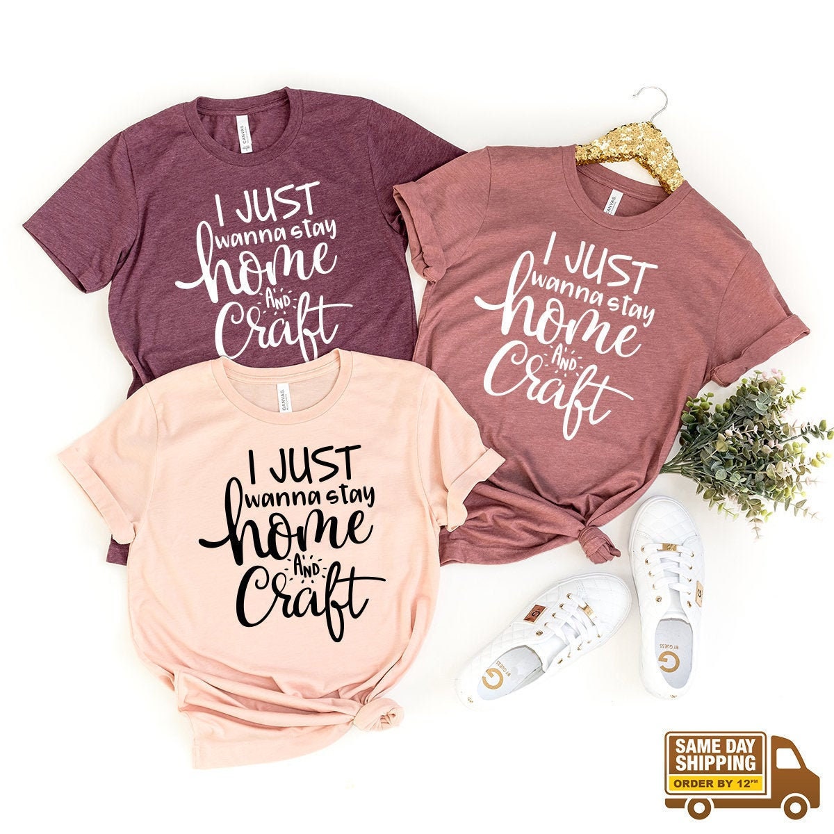 Crafting T-Shirt, Funny Craft Hobby Shirt, Gift For Crafter, Crafter Shirt, Crafter Gift, I Just Wanna Stay Home And Craft Tee - Fastdeliverytees.com