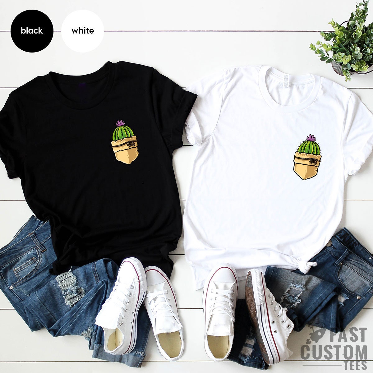 Cactus Pocket Shirt, Desert Camping Shirts, Succulent T Shirt, Cute Cactus TShirt, Plant T-Shirt, Botanical Shirt - Fastdeliverytees.com