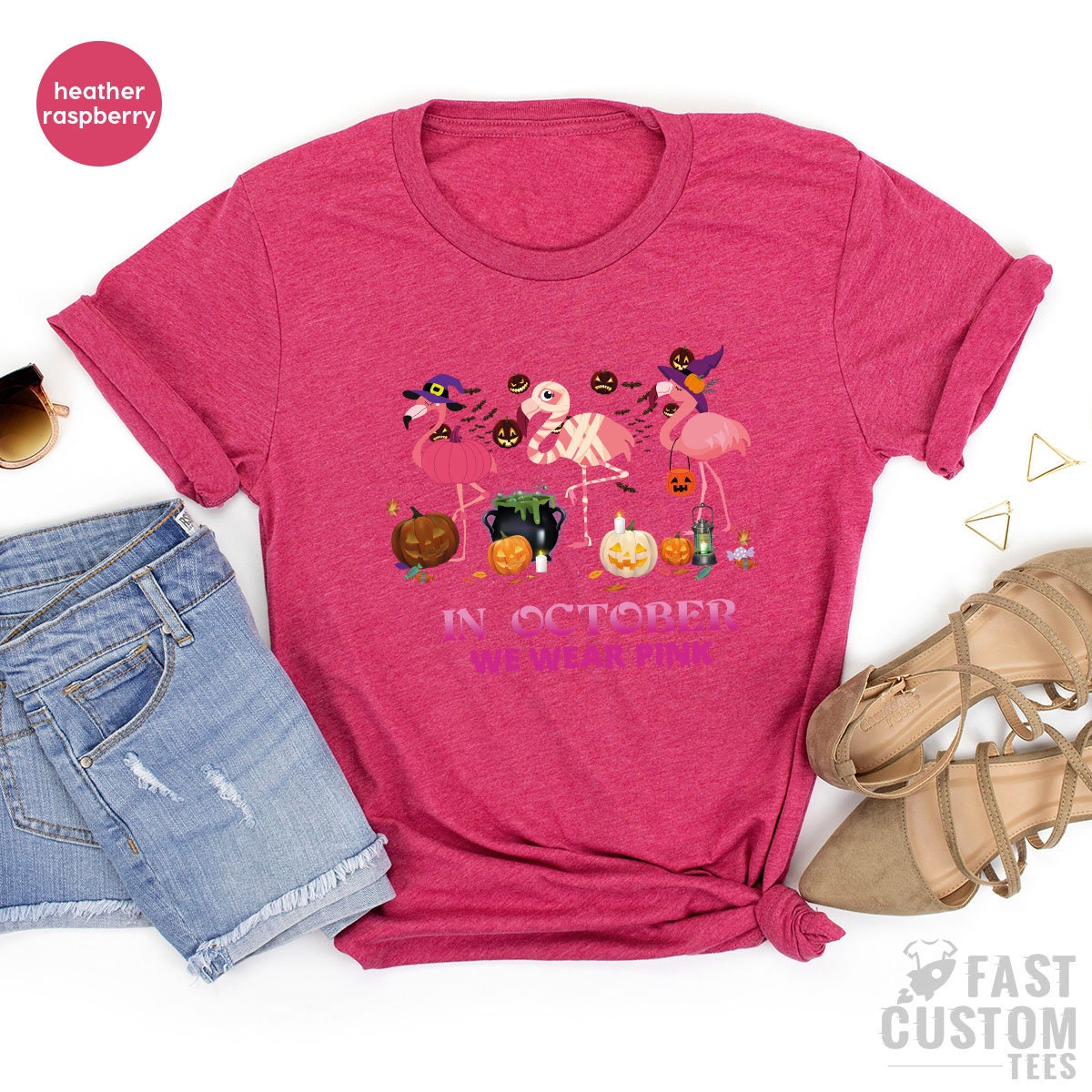 Cancer Support Shirt, Breast Cancer Awareness Shirt, In October We Wear Pink TShirt, Survivor Shirt, Cancer Survivor Gift, Flamingo T-Shirt - Fastdeliverytees.com