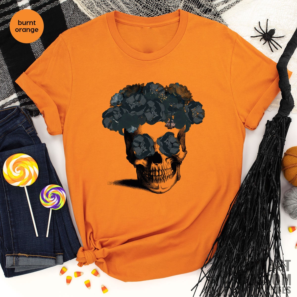 Halloween Shirt, Funny Skull Shirt, Skull Graphic T-Shirt, Gifts For Halloween, Flower Shirt, Floral Tshirt, Gothic Shirt, Fall Shirts - Fastdeliverytees.com