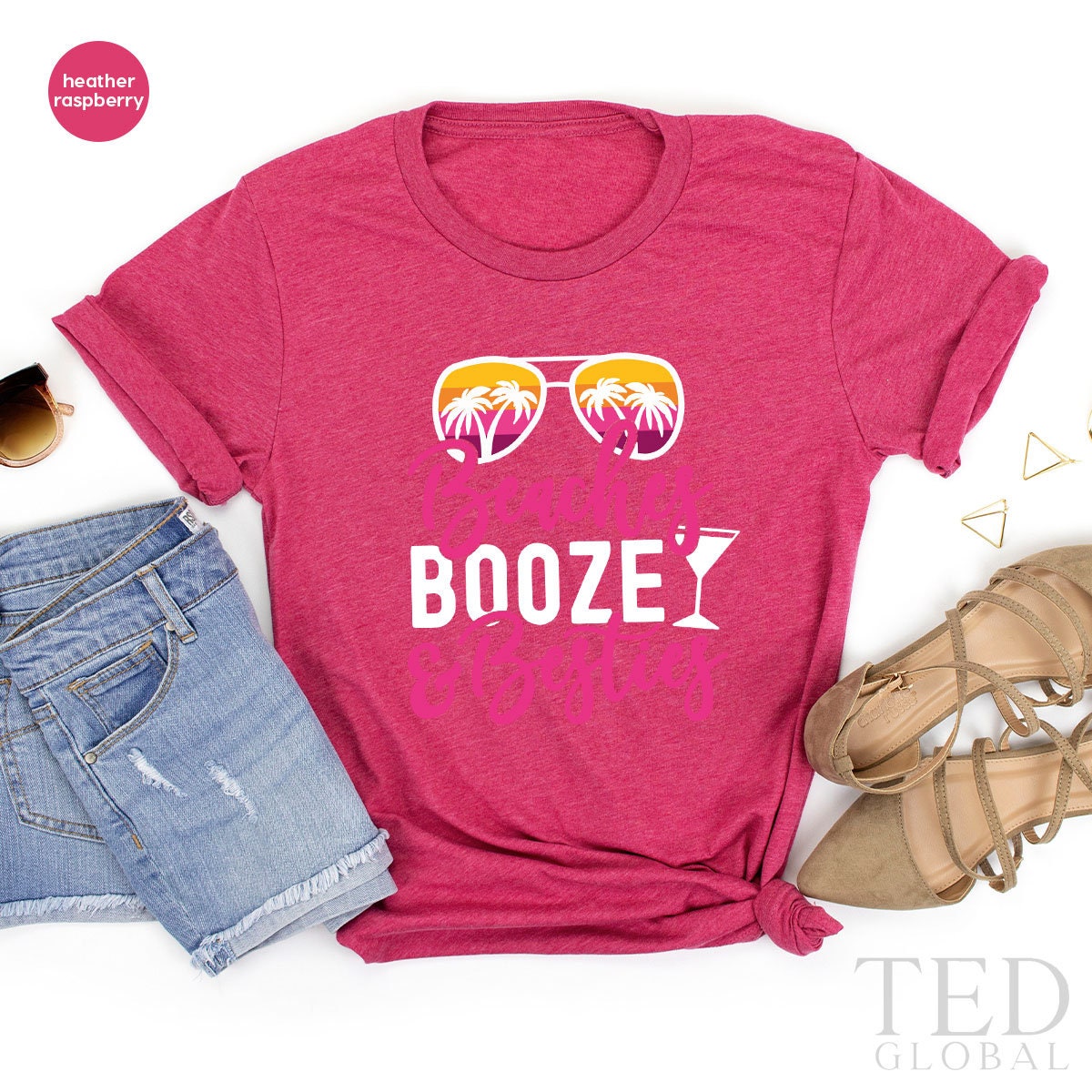 Funny Beach Shirt, Summer Vacation T-Shirt, Cute Trip T Shirt, Best Friend Shirts, Tropical Tee, Booze Besties T-Shirt, Gift For Friends - Fastdeliverytees.com