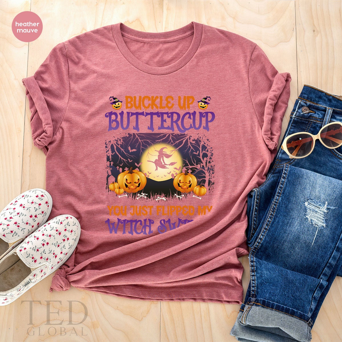 Halloween Shirt, Witch Switch T Shirt, Halloween Party Shirt, Buckle Up Buttercup Shirts, Fall Tee, Cute Pumpkin T-Shirt, Gift For Halloween - Fastdeliverytees.com