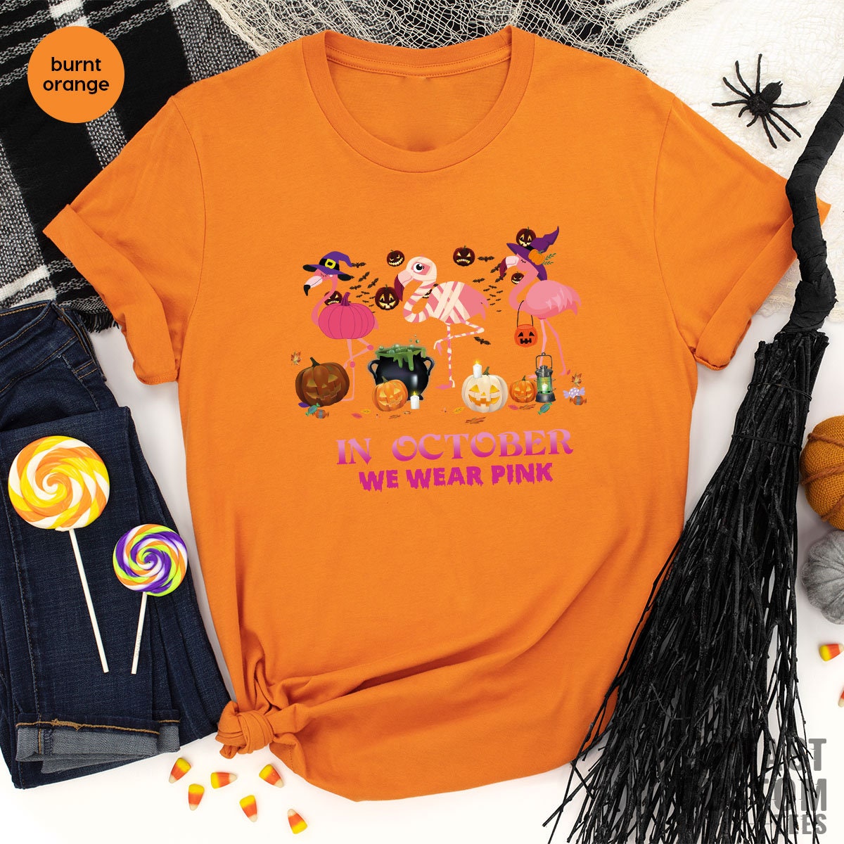 Cancer Support Shirt, Breast Cancer Awareness Shirt, In October We Wear Pink TShirt, Survivor Shirt, Cancer Survivor Gift, Flamingo T-Shirt - Fastdeliverytees.com