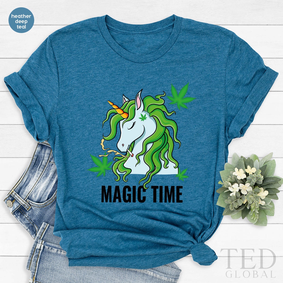 Magic Time Shirt, Funny Weed T Shirt, Cute Unicorn T Shirt, Weed Lover Shirts, Smoking Tee, Cannabis T-Shirt, Marijuana Gift For Christmas - Fastdeliverytees.com