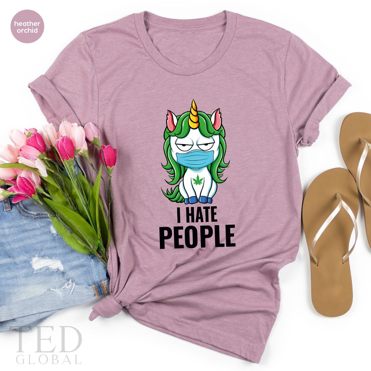Masked Unicorn Shirt, I Hate People T Shirt, Cannabis Smoker T Shirt, Weed Lover Shirts, Marijuana Tee, Weed 420 T-Shirt, Stoner Gift - Fastdeliverytees.com