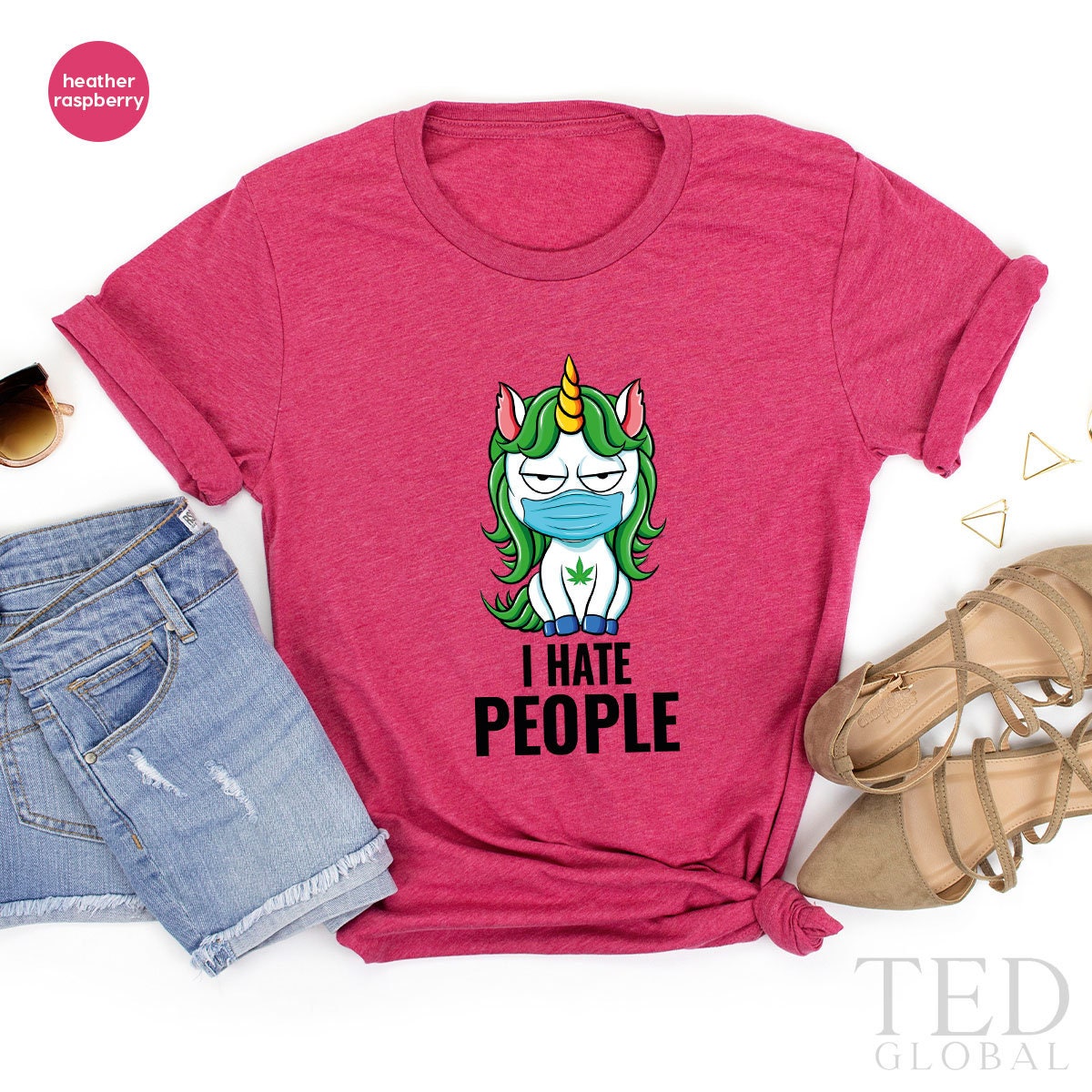 Masked Unicorn Shirt, I Hate People T Shirt, Cannabis Smoker T Shirt, Weed Lover Shirts, Marijuana Tee, Weed 420 T-Shirt, Stoner Gift - Fastdeliverytees.com