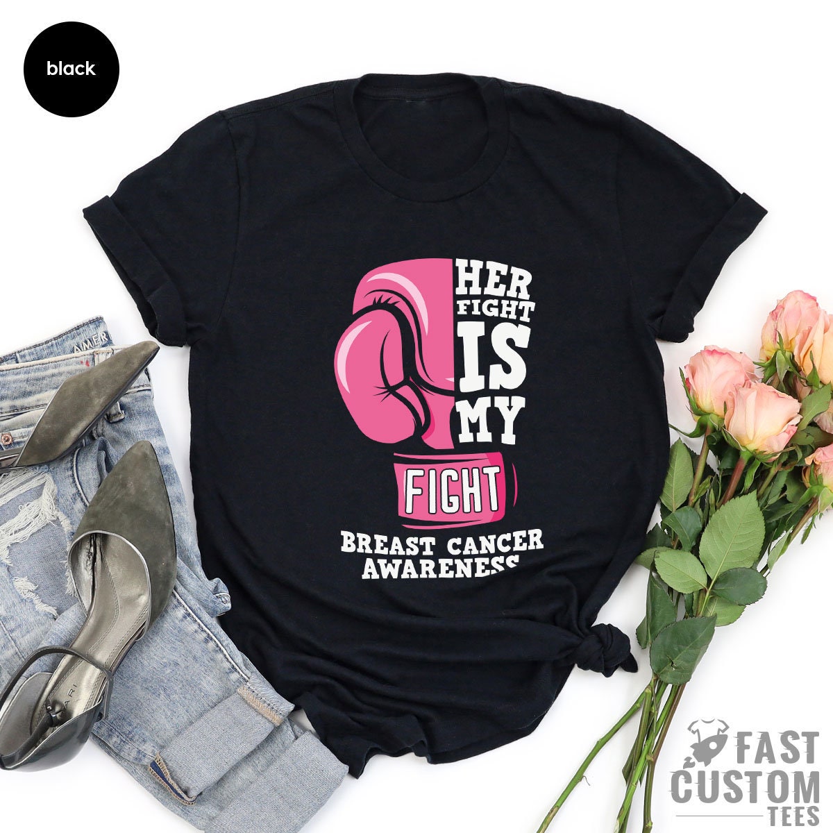 Cancer Support Shirt, Cancer Awareness T-Shirt, Her Fight Is Our Fight Shirt, Motivational T Shirt, Cancer Ribbon Tee,Breast Cancer Shirt - Fastdeliverytees.com