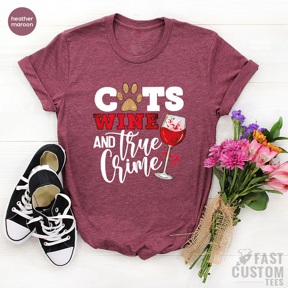 Cats Wine And True Crime Shirt, Funny Cat Lover Shirt, Cat Owner T-Shirt, Gift For Cat Mom, Wine Lover TShirt, Sarcastic Shirt, Crime Tee - Fastdeliverytees.com