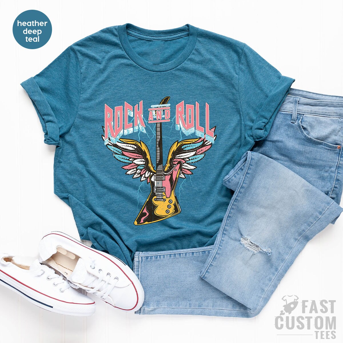 Rock And Roll Shirt, Vintage Shirt, Guitar T-Shirt, Music Lover Shirt, Concert Shirts, Rock Shirt, Band T-Shirt, Retro Rocker Shirt - Fastdeliverytees.com