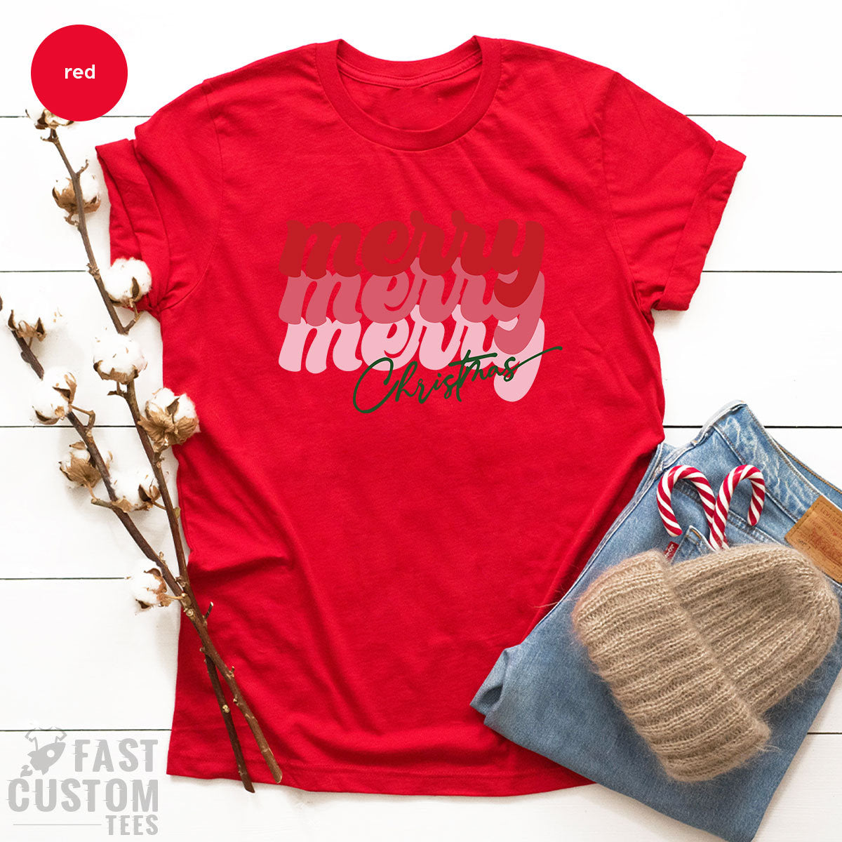 Christmas T-shirt, Christmas Women T-Shirt, Women Christmas Gift, Merry Shirt, Cute Christmas Tee, Family Christmas Shirt, Merry Merry Tee - Fastdeliverytees.com