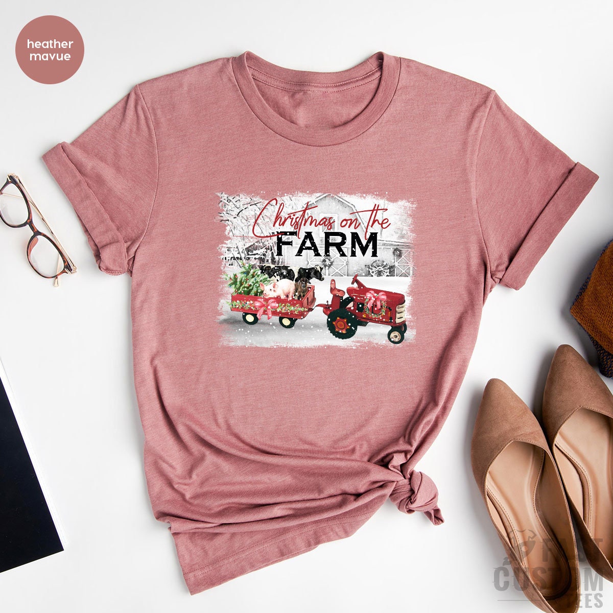 Christmas on the Farm T-shirt, Christmas Women T-Shirt, Women Christmas Gift, Farm Christmas Shirt, Xmas Gift, Cute Family Christmas Tee - Fastdeliverytees.com