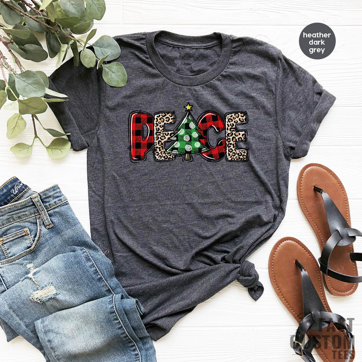 Christmas T-Shirt, Merry Peace Shirt, Women Christmas Tree T-shirt, Christmas Gift, Cute Christmas Tee, Family Christmas Shirt, Merry Tee - Fastdeliverytees.com