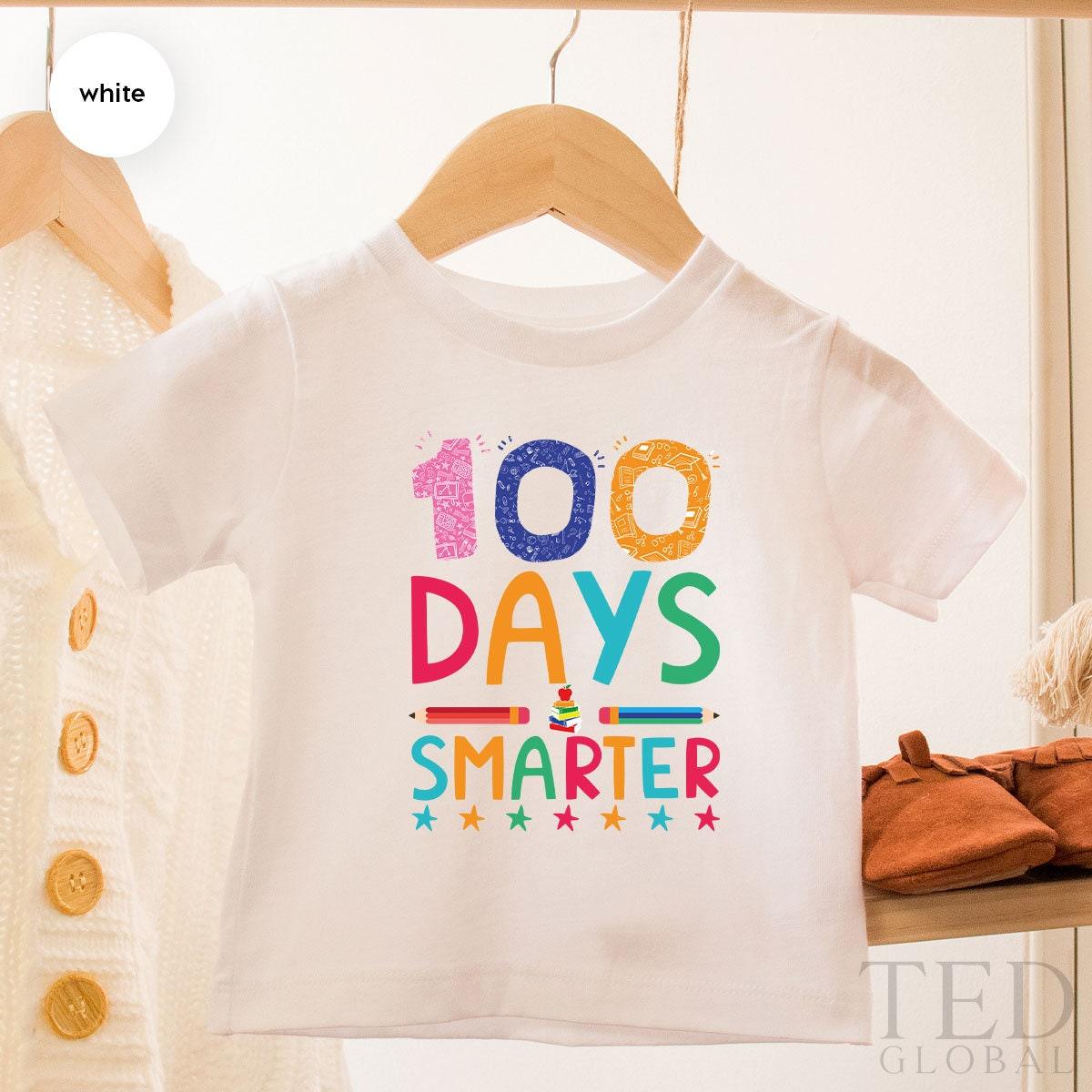 100 Days Smarter Shirt, Teacher T Shirt, Preschool Shirt, School Shirts, 100 Day Of School Tee, First Day Of School T-Shirt, Gift For School - Fastdeliverytees.com