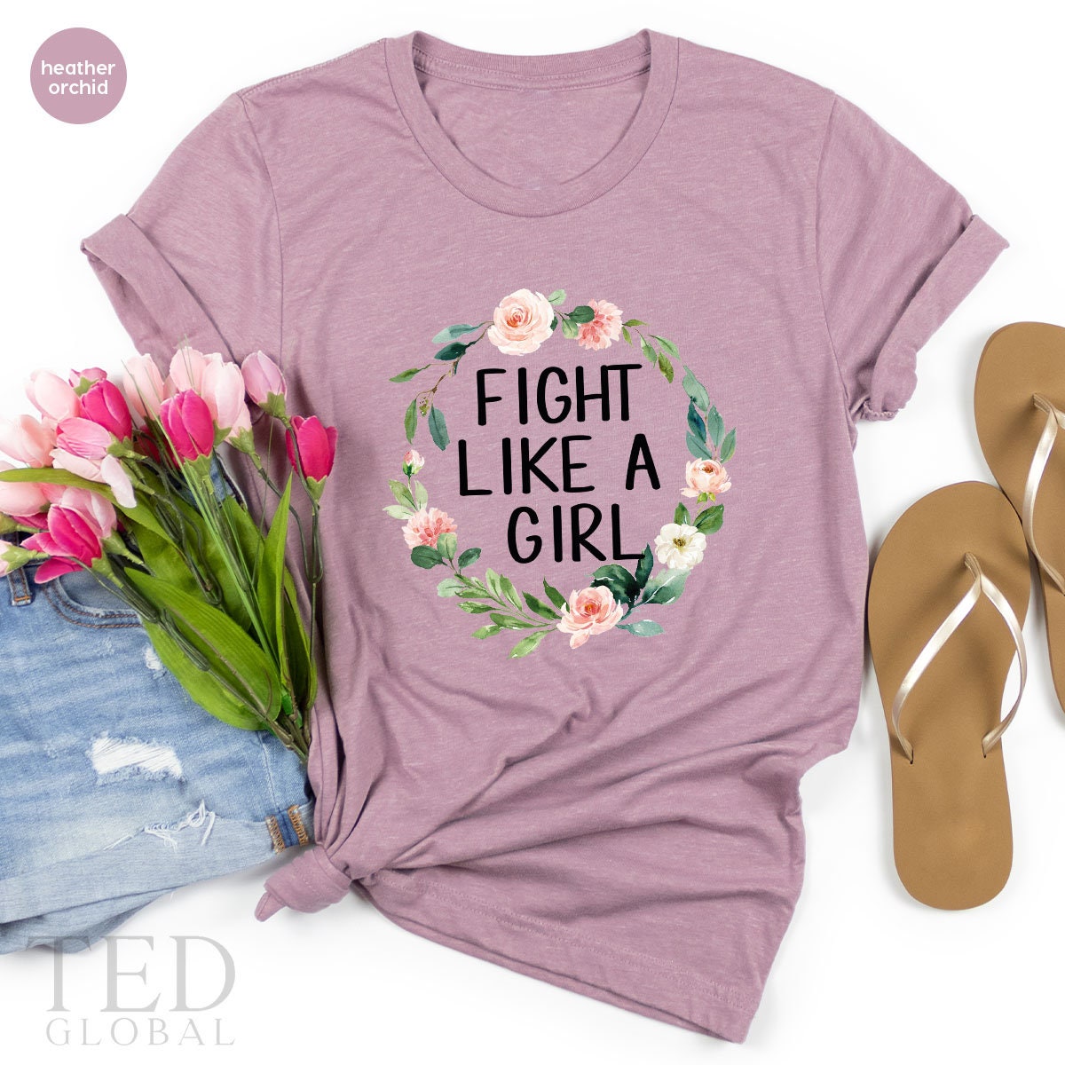Cancer Shirt, Cancer Awareness T Shirt, Fight Like A Girl T Shirt, Motivational Shirt, Floral Tee, Cancer T-Shirt, Cancer Gift - Fastdeliverytees.com