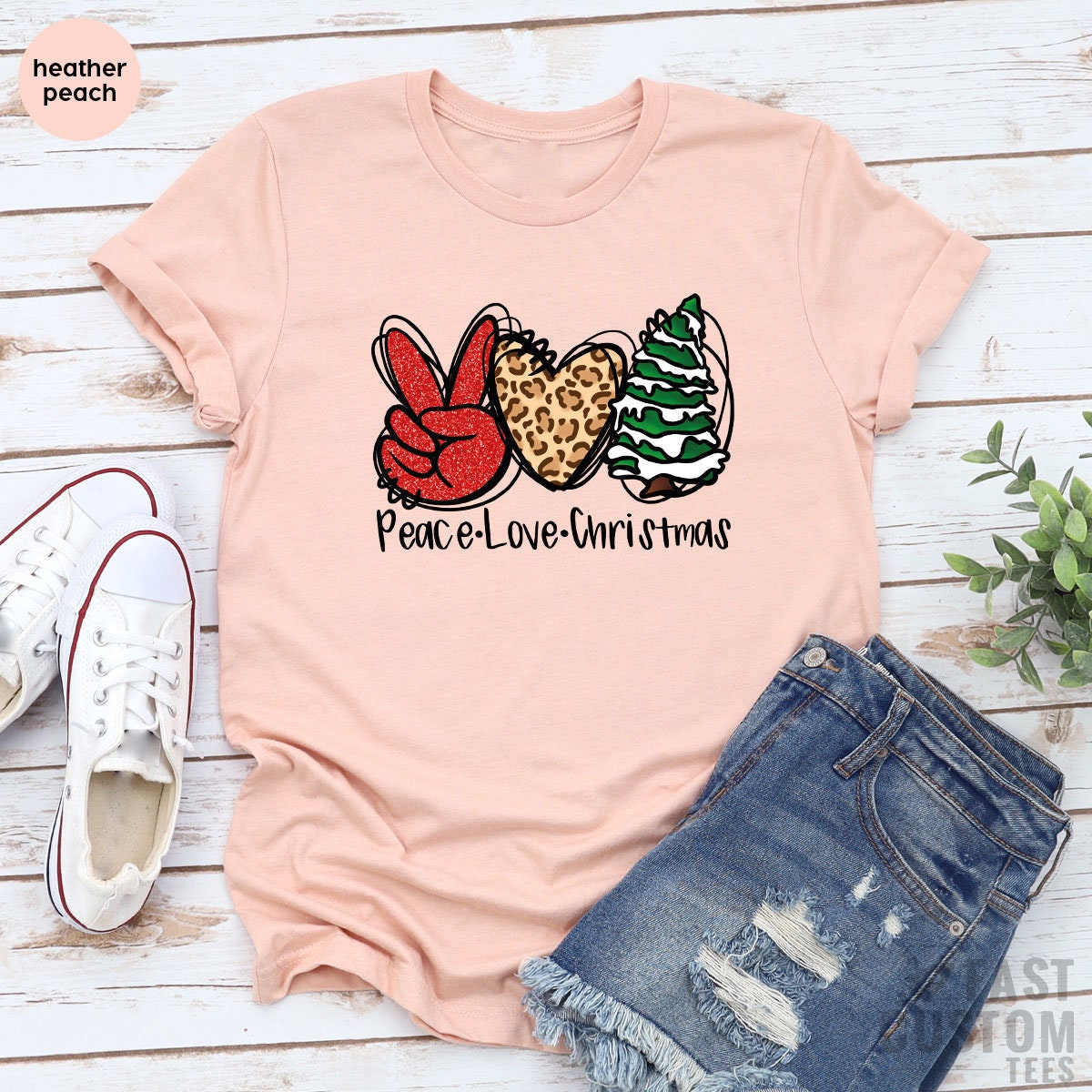 Peace Love Christmas T-Shirt, Merry Noel Shirt, Women Christmas T-shirt, Christmas Gift, Merry Cute Christmas Tee, Family Christmas Shirt - Fastdeliverytees.com