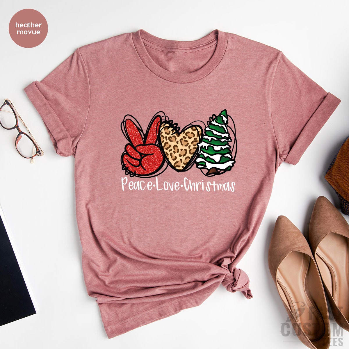 Peace Love Christmas T-Shirt, Merry Noel Shirt, Women Christmas T-shirt, Christmas Gift, Merry Cute Christmas Tee, Family Christmas Shirt - Fastdeliverytees.com