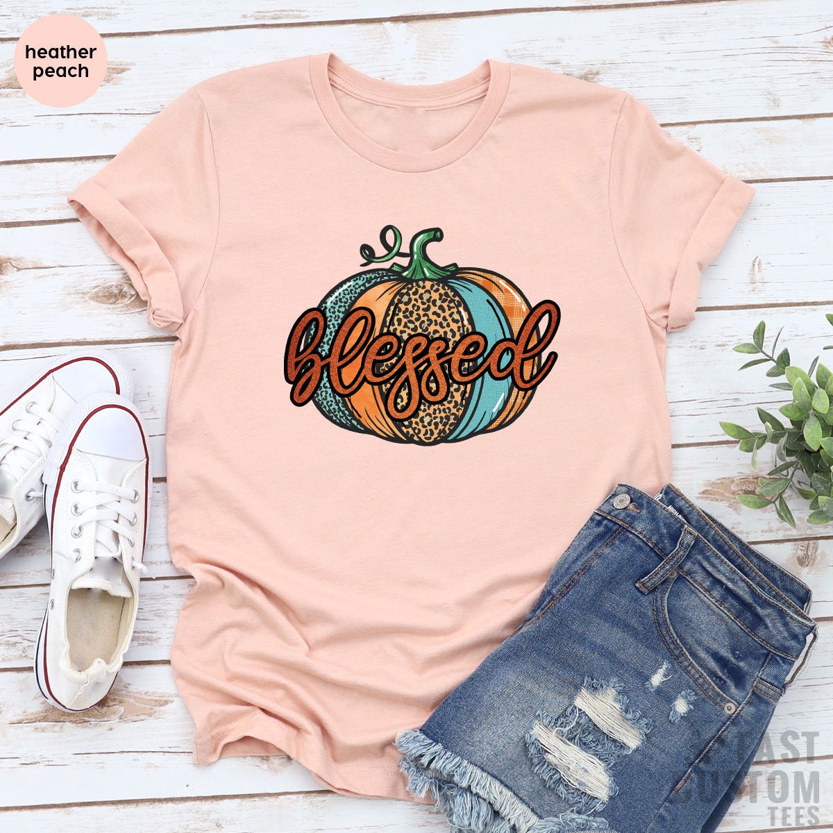 Thanksgiving Shirt, Blessed Thanksgiving Gift, Thanksgiving Tee for Women, Pumpkin T-Shirt, Fall Shirts For Women, Women Thankful T-shirt - Fastdeliverytees.com