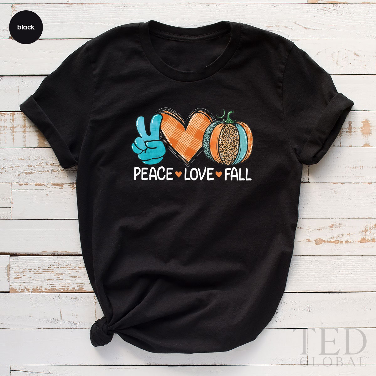 Cute Peace Love Fall T-Shirt, Family Thanksgiving T Shirt, Funny Thanksgiving Shirts, Pumpkin Season Shirt, Fall TShirt, Thanksgiving Gift - Fastdeliverytees.com